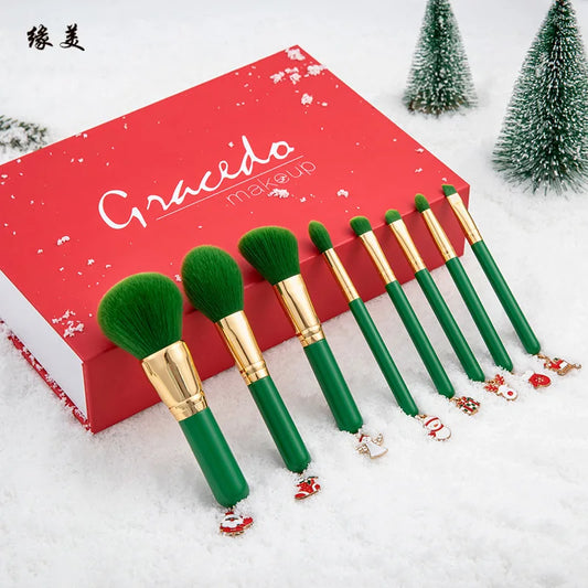 8 Christmas pendant makeup brush set loose powder eyeshadow brush beauty makeup makeup tool professional makeup kit makeup set