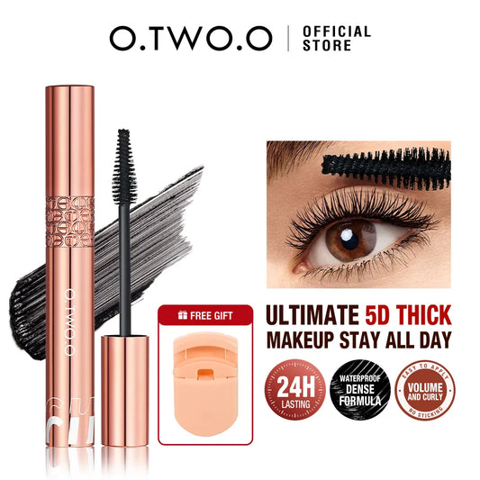 O.TWO.O Mascara Waterproof Lengthens Eyelashes Extension Black Non-smudge Lengthening Volume 5D Silk Fiber Mascara Cosmetics