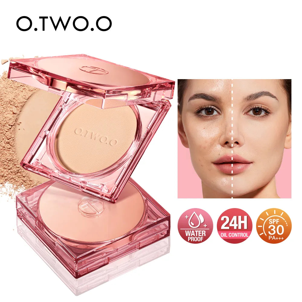 O.TWO.O Face Powder Oil-control 24 Hours SPF 30 PA+++ Long Lasting Waterproof Matte Face Makeup Cosmetic Setting Compact Powder