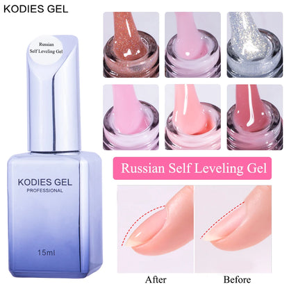 KODIES GEL Self Leveling Gel Nail Polish UV/LED Semi Permanent Varnish French Manicure Gellak 15ML Rubber Base Top Coat for Nail