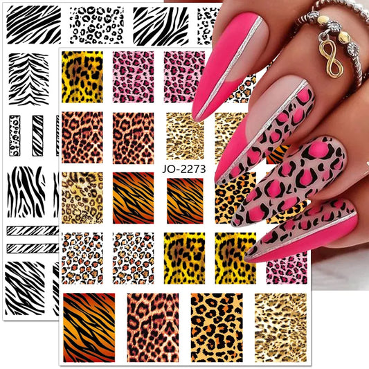 Leopard Print Nail Art Stickers French Nail Stickers Butterfly Nail Decals Zebra Geometric Lips Nail Design DIY Nail Decorations