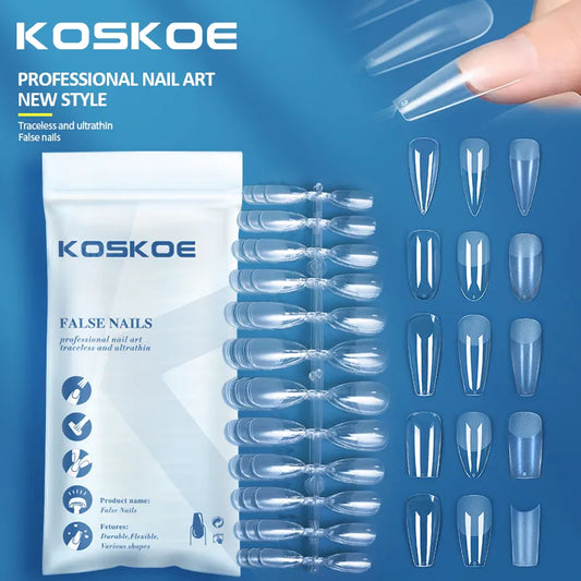 KOSKOE 120pcs Press on False Nails Coffin Semi-Frosted Full Cover UV Gel Nails Fake Tips Capsule Extension Manicure Tool